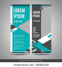 Roll Up banner template design. Stock vector.