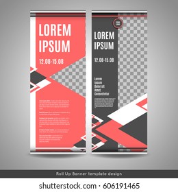 Roll Up banner template design. Stock vector.