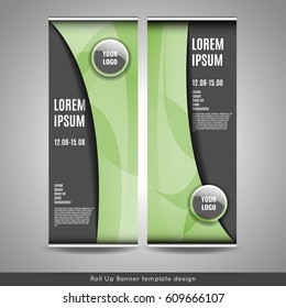 Roll Up banner template design. Stock vector.