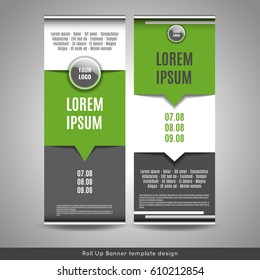 Roll Up banner template design. Stock vector.