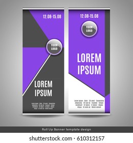 Roll Up banner template design. Stock vector.