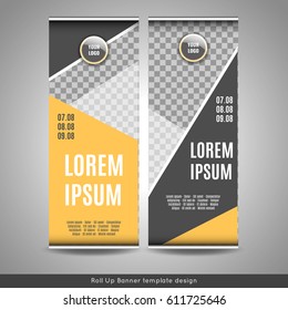 Roll Up banner template design. Stock vector.