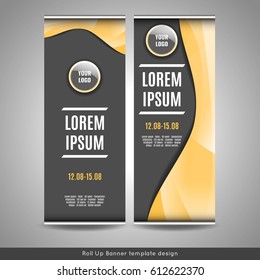 Roll Up banner template design. Stock vector.