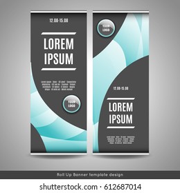 Roll Up banner template design. Stock vector.