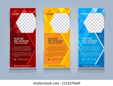 Roll Up Banner template design vector illustration, Presentation and Brochure Flyer. Vector illustration