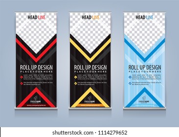 Roll Up Banner template design vector illustration, Presentation and Brochure Flyer. Vector illustration