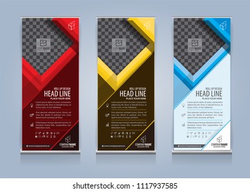 Roll Up Banner template design vector illustration, Presentation and Brochure Flyer. Vector illustration