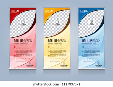 Roll Up Banner template design vector illustration, Presentation and Brochure Flyer. Vector illustration