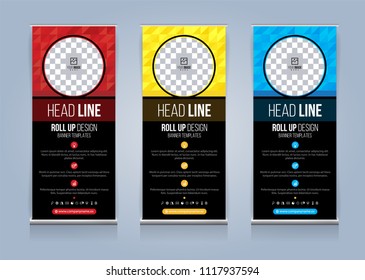 Roll Up Banner template design vector illustration, Presentation and Brochure Flyer. Vector illustration
