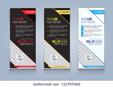Roll Up Banner template design vector illustration, Presentation and Brochure Flyer. Vector illustration