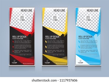 Roll Up Banner template design vector illustration, Presentation and Brochure Flyer. Vector illustration