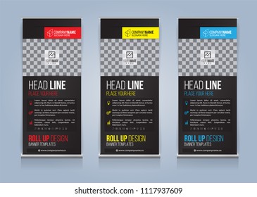 Roll Up Banner template design vector illustration, Presentation and Brochure Flyer. Vector illustration