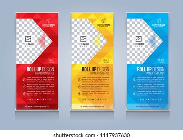 Roll Up Banner template design vector illustration, Presentation and Brochure Flyer. Vector illustration