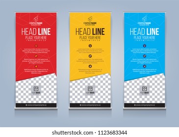 Roll Up Banner template design vector illustration, Presentation and Brochure Flyer. Vector illustration