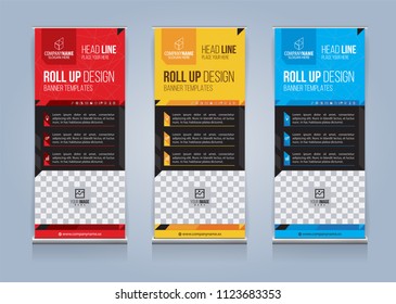 Roll Up Banner template design vector illustration, Presentation and Brochure Flyer. Vector illustration