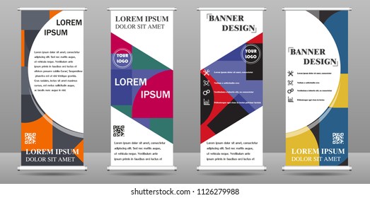 Roll Up Banner template design vector illustration, Presentation and Brochure Flyer. Vector illustration. Bright modern abstract design.