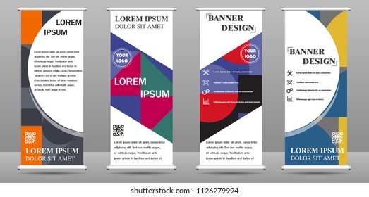 Roll Up Banner template design vector illustration, Presentation and Brochure Flyer. Vector illustration. Bright modern abstract design.