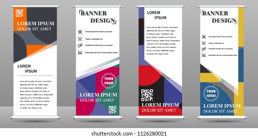 Roll Up Banner template design vector illustration, Presentation and Brochure Flyer. Vector illustration. Bright modern abstract design.