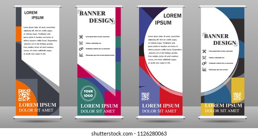 Roll Up Banner template design vector illustration, Presentation and Brochure Flyer. Vector illustration. Bright modern abstract design.