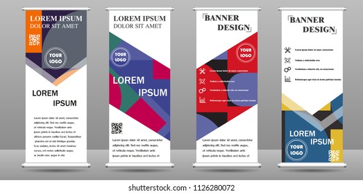Roll Up Banner template design vector illustration, Presentation and Brochure Flyer. Vector illustration. Bright modern abstract design.
