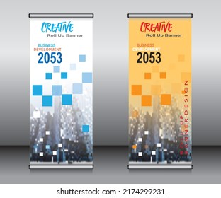 Roll up banner template design. vector illustration