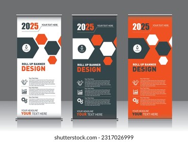 Roll up banner template design,publicidad,hexagon backin,banner,vector ilustración,business flyer,banner de bandera,display,info graphics,x-banner,presentación.