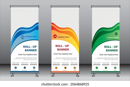 Roll up banner template design,banner layout, advertisement, pull up, polygon background, vector illustration, business flyer, display, x-banner, flag-banner, Info graphics, presentation.