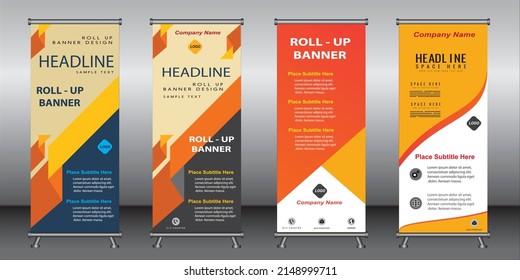 Roll up banner template design,banner layout, advertisement, pull up, polygon background, vector illustration, business flyer, display, x-banner, flag-banner, Info graphics, presentation.