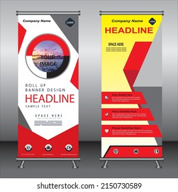 Roll up banner template design,banner layout, advertisement, pull up, polygon background, vector illustration, business flyer, display, x-banner, flag-banner, Info graphics, presentation.