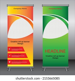 Roll up banner template design,banner layout, advertisement, pull up, polygon background, vector illustration, business flyer, display, x-banner, flag-banner, Info graphics, presentation.