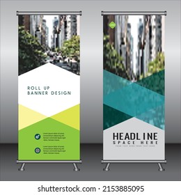 Roll up banner template design,banner layout, advertisement, pull up, polygon background, vector illustration, business flyer, display, x-banner, flag-banner, Info graphics, presentation.