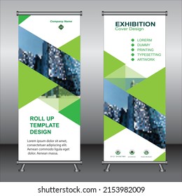 Roll up banner template design,banner layout, advertisement, pull up, polygon background, vector illustration, business flyer, display, x-banner, flag-banner, Info graphics, presentation.