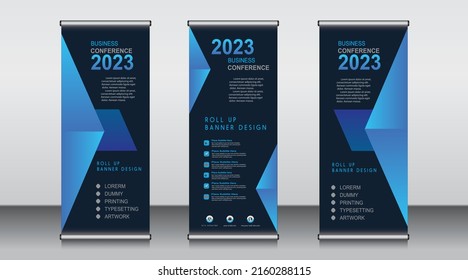 Roll up banner template design, banner Layout, publicidad, Pull up, polygon Background, ilustración vectorial, volante comercial, presentación, x-banner, bandera-banner, infografía, presentación.