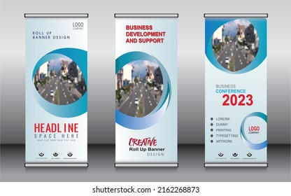 Roll up banner template design, banner Layout, publicidad, Pull up, polygon Background, ilustración vectorial, volante comercial, presentación, x-banner, bandera-banner, infografía, presentación.
