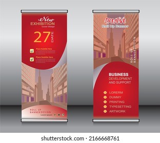 Roll up banner template design,banner layout, advertisement, pull up, polygon background, vector illustration, business flyer, display, x-banner, flag-banner, Info graphics, presentation.