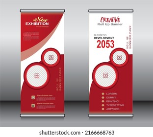 Roll up banner template design,banner layout, advertisement, pull up, polygon background, vector illustration, business flyer, display, x-banner, flag-banner, Info graphics, presentation.