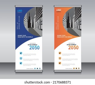 Roll up banner template design, banner Layout, publicidad, Pull up, polygon Background.