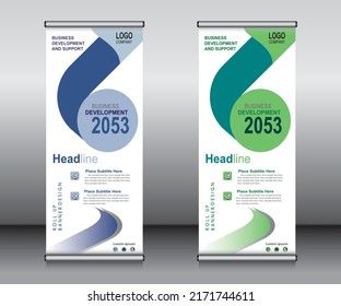 Roll up banner template design,banner layout, advertisement, pull up, polygon background.