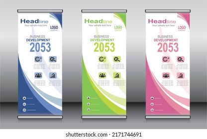 Roll up banner template design,banner layout, advertisement, pull up, polygon background.