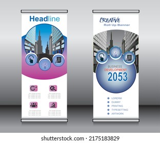 Roll up banner template design, banner Layout, publicidad, Pull up, polygon Background.