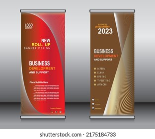 Roll up banner template design,banner layout, advertisement, pull up, polygon background.