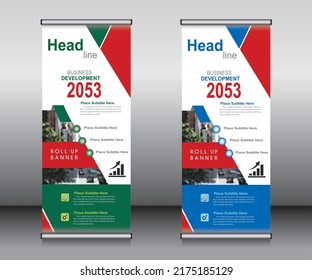 Roll up banner template design,banner layout, advertisement, pull up, polygon background.