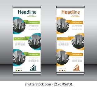 Roll up banner template design,banner layout, advertisement, pull up, polygon background. Modern publication x-banner and flag-banner, layout in rectangle size.