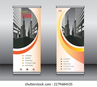 Roll up banner template design,banner layout, advertisement, pull up, polygon background.