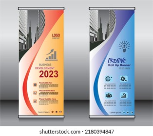 Roll up banner template design, banner Layout, publicidad, Pull up, polygon Background.