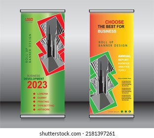 Roll up banner template design,banner layout, advertisement, pull up, polygon background.