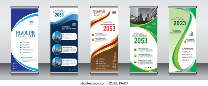 Roll up banner template design,banner layout, advertisement, pull up, polygon background.