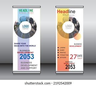 Roll up banner template design,banner layout, advertisement, pull up, polygon background.