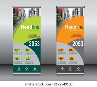 Roll up banner template design,banner layout, advertisement, pull up, polygon background.
