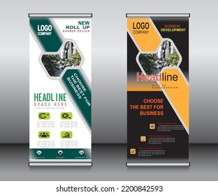 Roll up banner template design, banner Layout, publicidad, Pull up, polygon Background.
